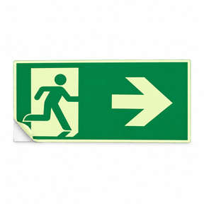 Rettungswegschild rechts – ISO 7010 – E002 – Kunststoff langnachleuchtend selbstklebend
