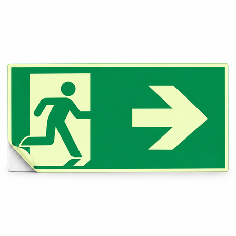 Rettungswegschild rechts – ISO 7010 – E002 – Langnachleuchtende Folie