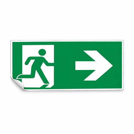 Rettungswegschild rechts – ISO 7010 – E002 – Selbstklebende Folie