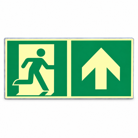 Rettungswegschild geradeaus – ISO 7010 – Kombiversion – Aluminium