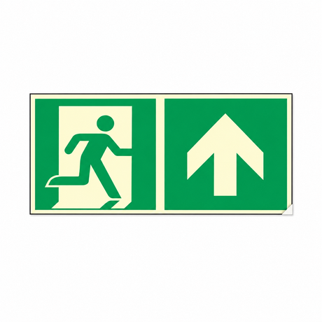 Rettungswegschild geradeaus – ISO 7010 – Kombiversion – Langnachleuchtende Folie