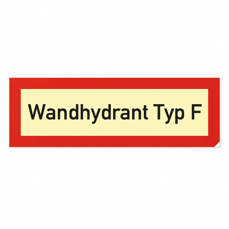 Brandschutzschild "Wandhydrant Typ F" – Langnachleuchtende Folie Ultra