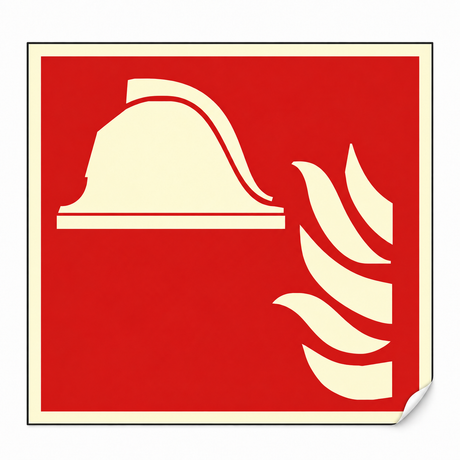 Brandschutzschild „Mittel und Geräte zur Brandbekämpfung“ – ISO 7010 – Langnachleuchtende Folie