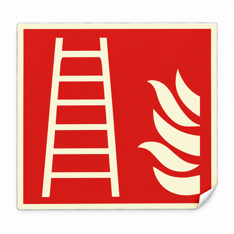 Brandschutzschild Feuerleiter – ISO 7010 – Kunststoff langnachleuchtend selbstklebend