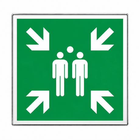 Rettungsschild Sammelstelle E 007 – ISO 7010 – Aluminium