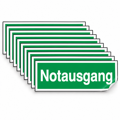Rettungsschild "Notausgang" – Selbstklebende Folie – Mehrfachpack