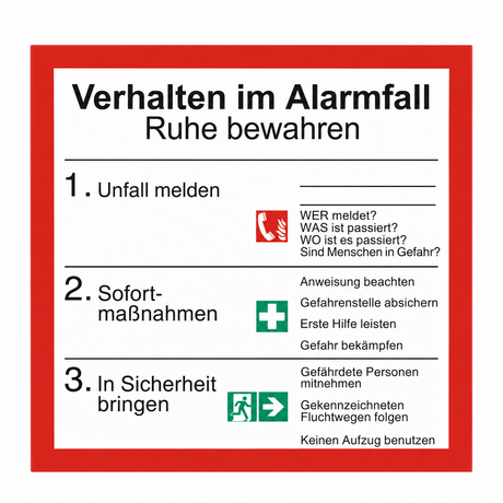 Verhalten im Alarmfall – ISO 7010 – Kunststoff 1 mm