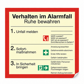 Verhalten im Alarmfall – ISO 7010 – Kunststoff langnachleuchtend selbstklebend