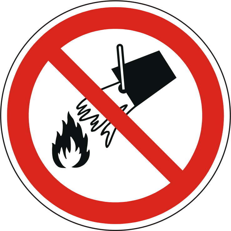 Verbotsschild als Symbol mit Wasser löschen verboten nach ISO 7010