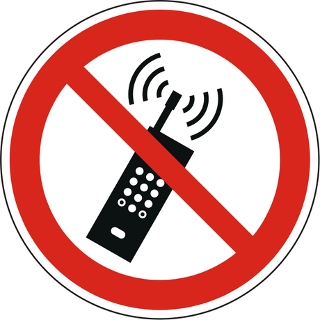 Verbotsschild Mobilfunk verboten – ISO 7010