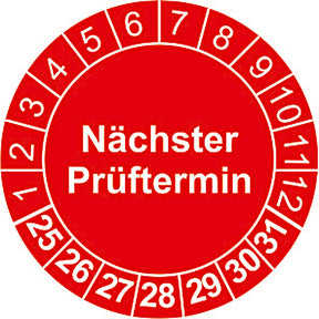 Prüfaufkleber – Nächste Prüfung
