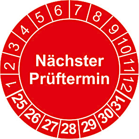 Prüfaufkleber – Nächste Prüfung