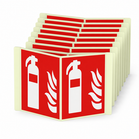 Nasenschild Feuerlöscher – ISO 7010 – Kunststoff langnachleuchtend Ultra (Set)