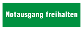 Rettungsschild "Notausgang freihalten"