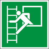 Rettungsschild Notfenster mit Fluchtleiter – ISO 7010