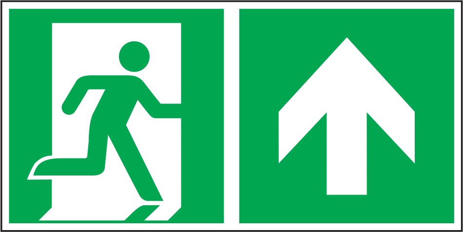 Rettungswegschild geradeaus – ISO 7010 – Kombiversion