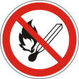 Verbotsschild Feuer, offenes Licht u. Rauchen verboten – ISO 7010