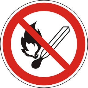 Verbotsschild Feuer, offenes Licht u. Rauchen verboten – ISO 7010