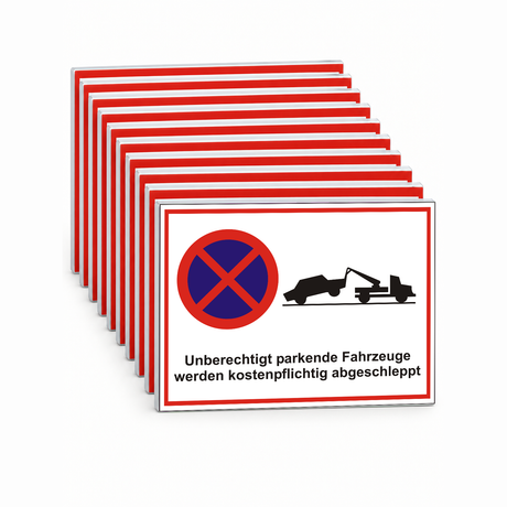 Parkplatzschild mit Text und Symbolen – Mehrfachpack