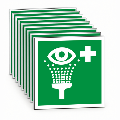 Rettungsschild Augenspüleinrichtung E 011 – ISO 7010 – Mehrfachpack