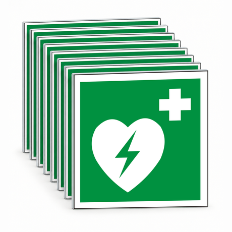 Rettungsschild Defibrillator E 010 – ISO 7010 – Mehrfachpack