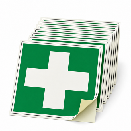 Rettungsschild Erste Hilfe E 003 – ISO 7010 – Kunststoff langnachleuchtend selbstklebend (Set)