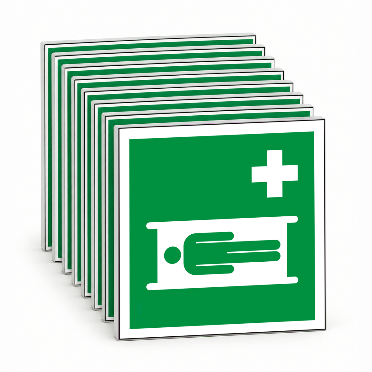Rettungsschild Krankentrage E013 – ISO 7010 – Mehrfachpack