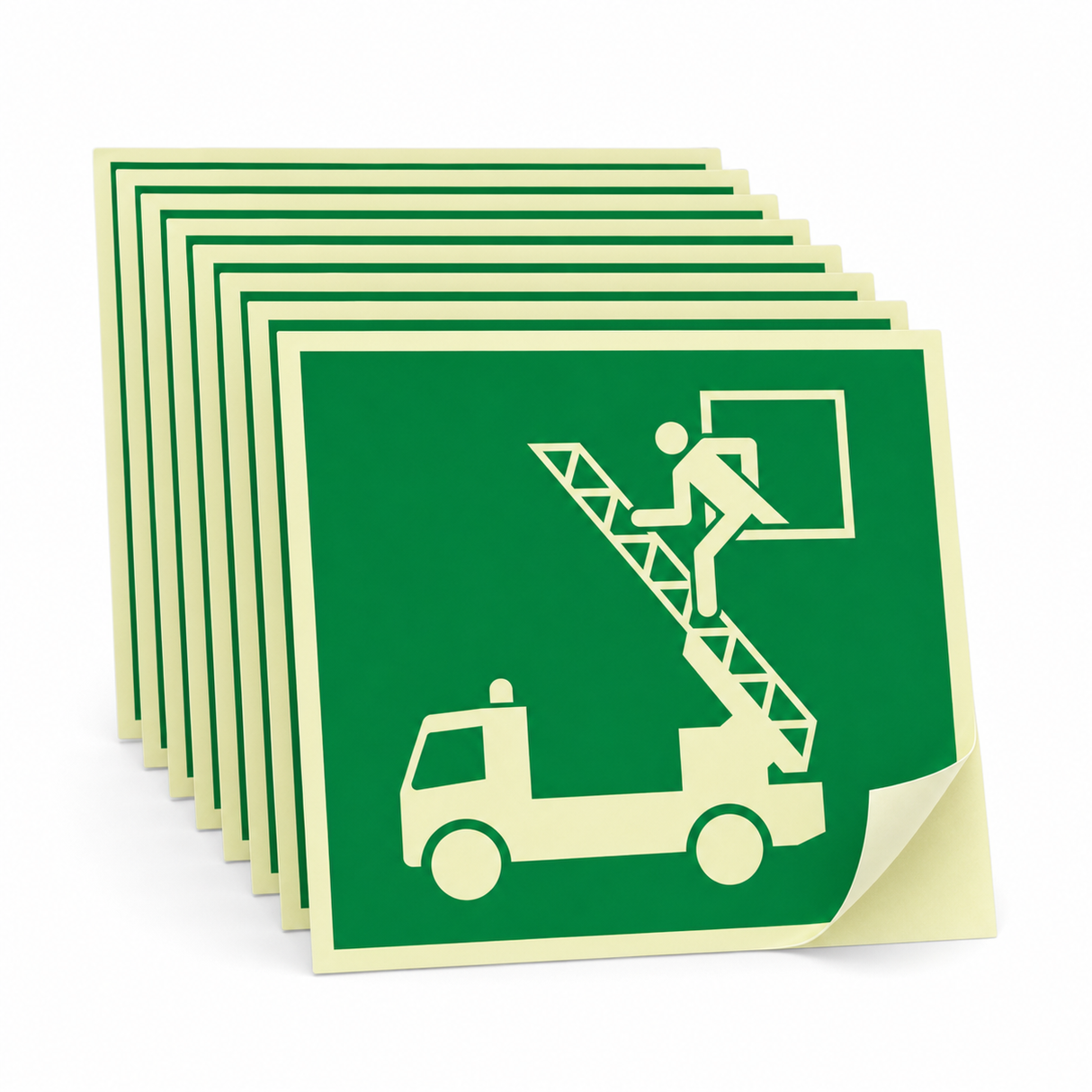 Rettungsschild Rettungsfenster – ISO 7010 – Langnachleuchtende Folie Ultra (Set)