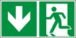 Rettungswegschild abwärts – ISO 7010 – Kombiversion