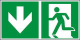 Rettungswegschild abwärts – ISO 7010 – Kombiversion