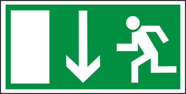 Rettungswegschild geradeaus