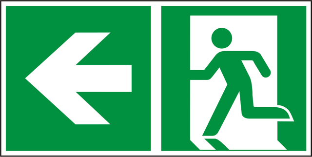 Rettungswegschild links – ISO 7010 – Kombiversion