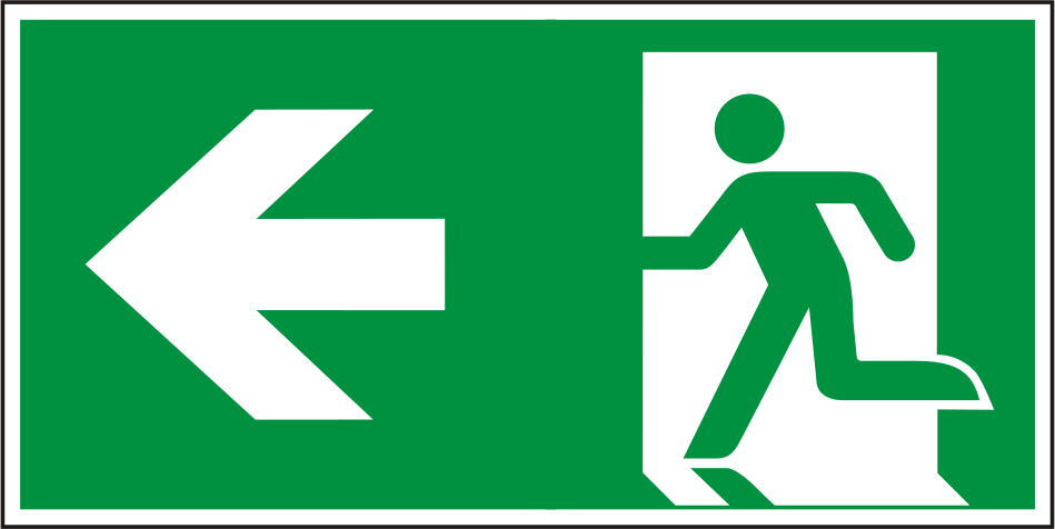Rettungswegschild links – ISO 7010 – E001