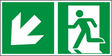 Rettungswegschild links abwärts – ISO 7010 – Kombiversion