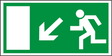 Rettungswegschild links abwärts