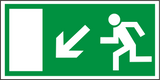 Rettungswegschild links abwärts