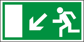 Rettungswegschild links abwärts