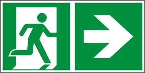 Rettungswegschild rechts – ISO 7010 – Kombiversion