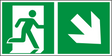 Rettungswegschild rechts abwärts – ISO 7010 – Kombiversion