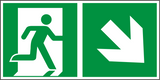 Rettungswegschild rechts abwärts – ISO 7010 – Kombiversion