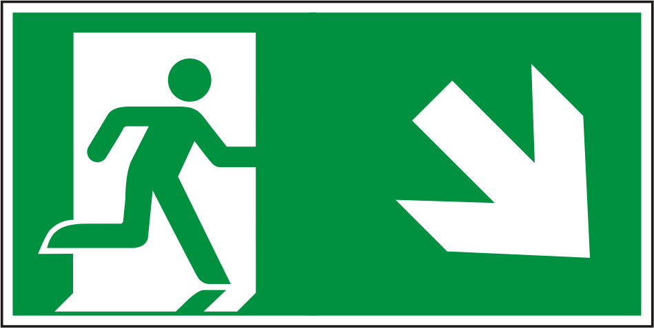 Rettungswegschild rechts abwärts – ISO 7010 – E002
