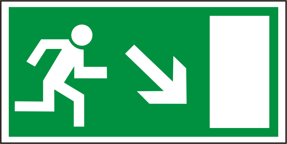 Rettungswegschild rechts abwärts