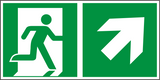 Rettungswegschild rechts aufwärts – ISO 7010 – Kombiversion