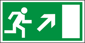 Rettungswegschild rechts aufwärts