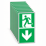 Rettungswegschild abwärts – ISO 7010 – E001 – Mehrfachpack