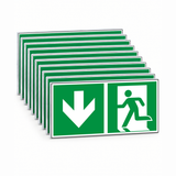 Rettungswegschild abwärts – ISO 7010 – Kombiversion – Mehrfachpack