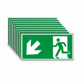 Rettungswegschild links abwärts – ISO 7010 – E001 – Mehrfachpack