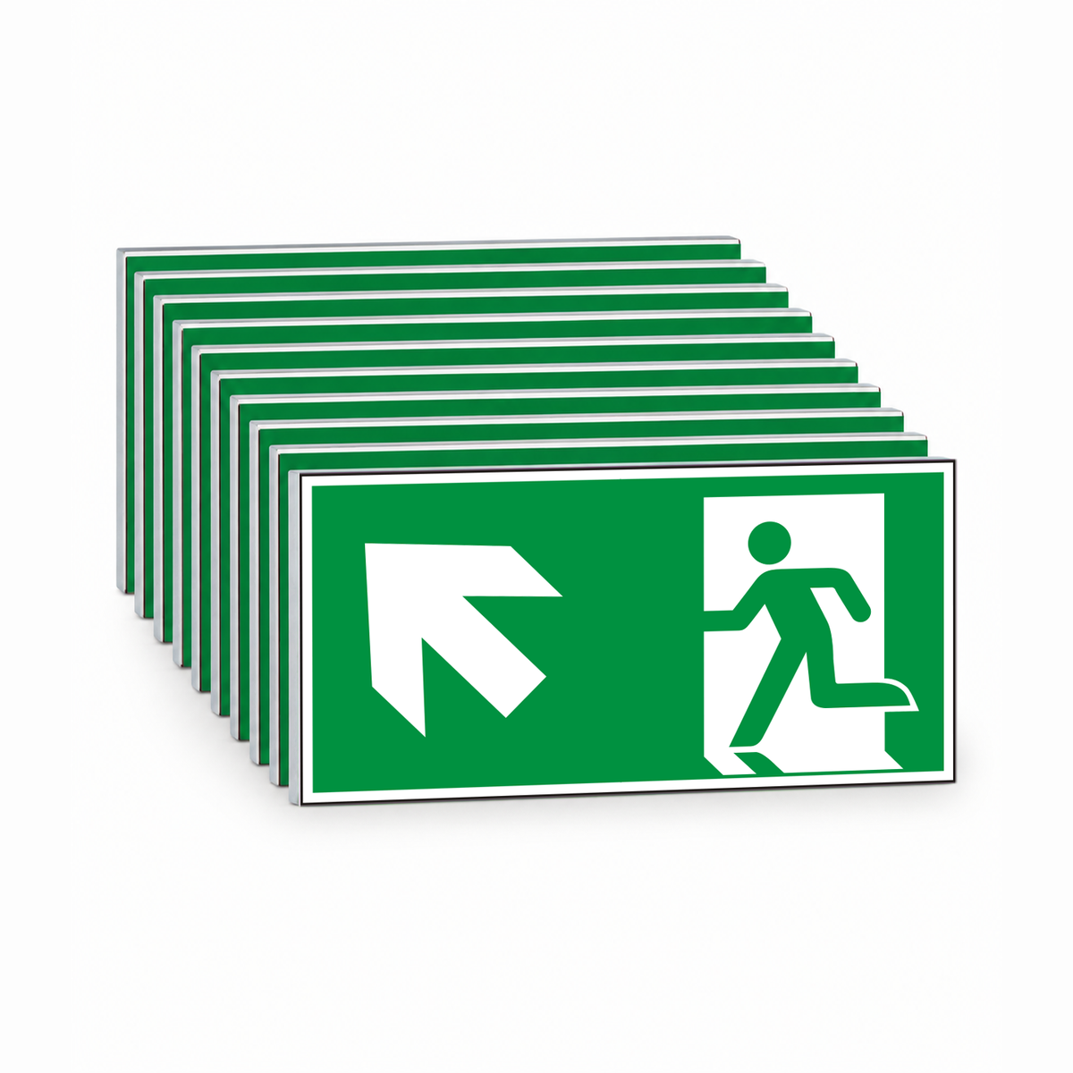 Rettungswegschild links aufwärts – ISO 7010 – E001 – Mehrfachpack