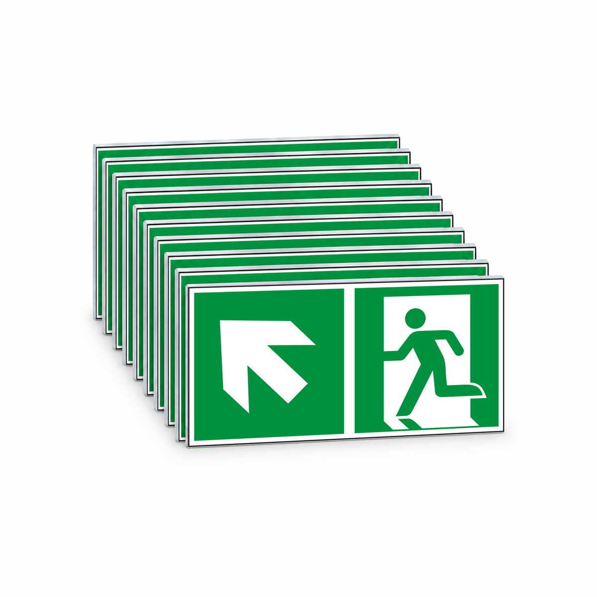 Rettungswegschild links aufwärts – ISO 7010 – Kombiversion – Mehrfachpack