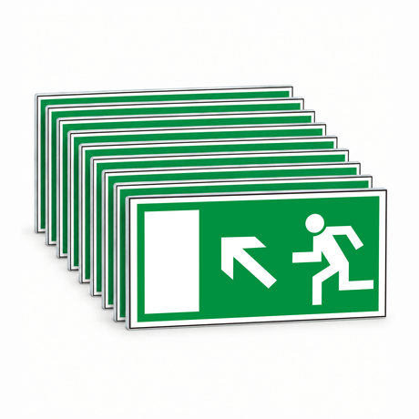 Rettungswegschild links aufwärts – Mehrfachpack